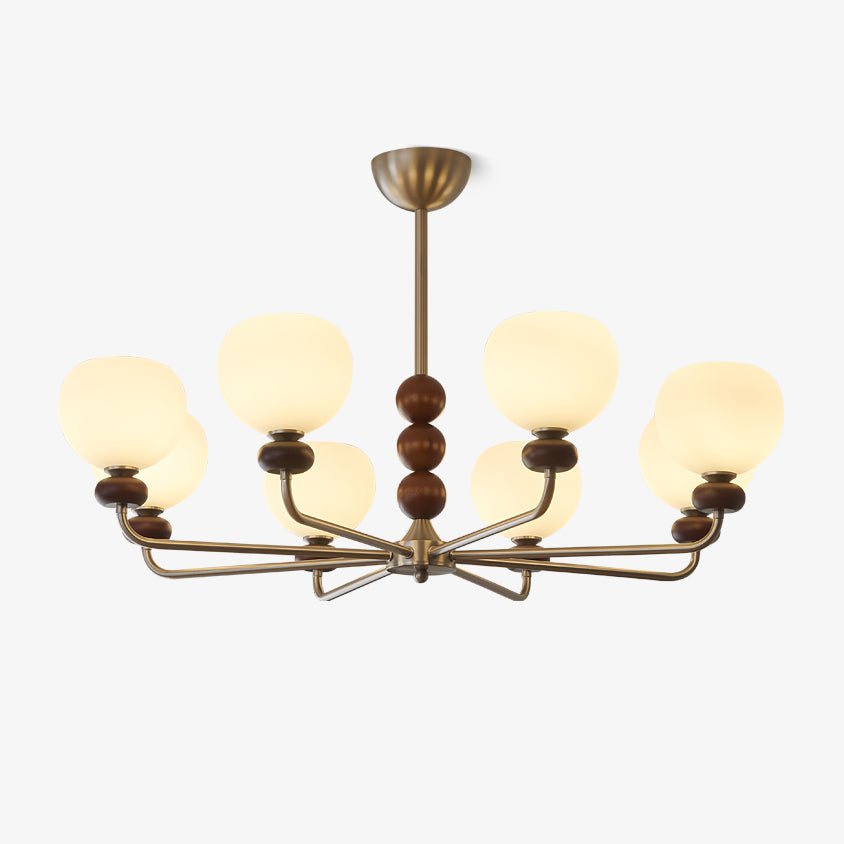 Aldara Lustre Classique Orbe Bois Noyer Verre Traditionnel