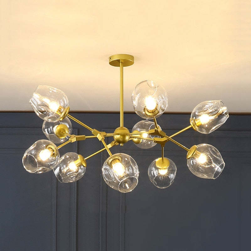 Valentina Suspension Multi Retro, Metal/Verre, Noir/Or, Chambre