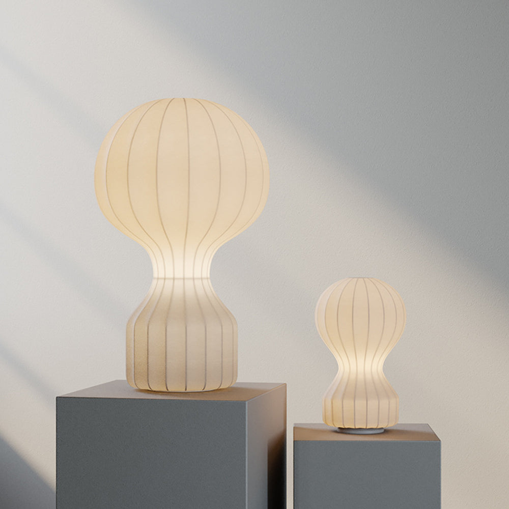 Ritta Lampe de Table Simple, Métal/Soie, Blanc, Chambre à Coucher