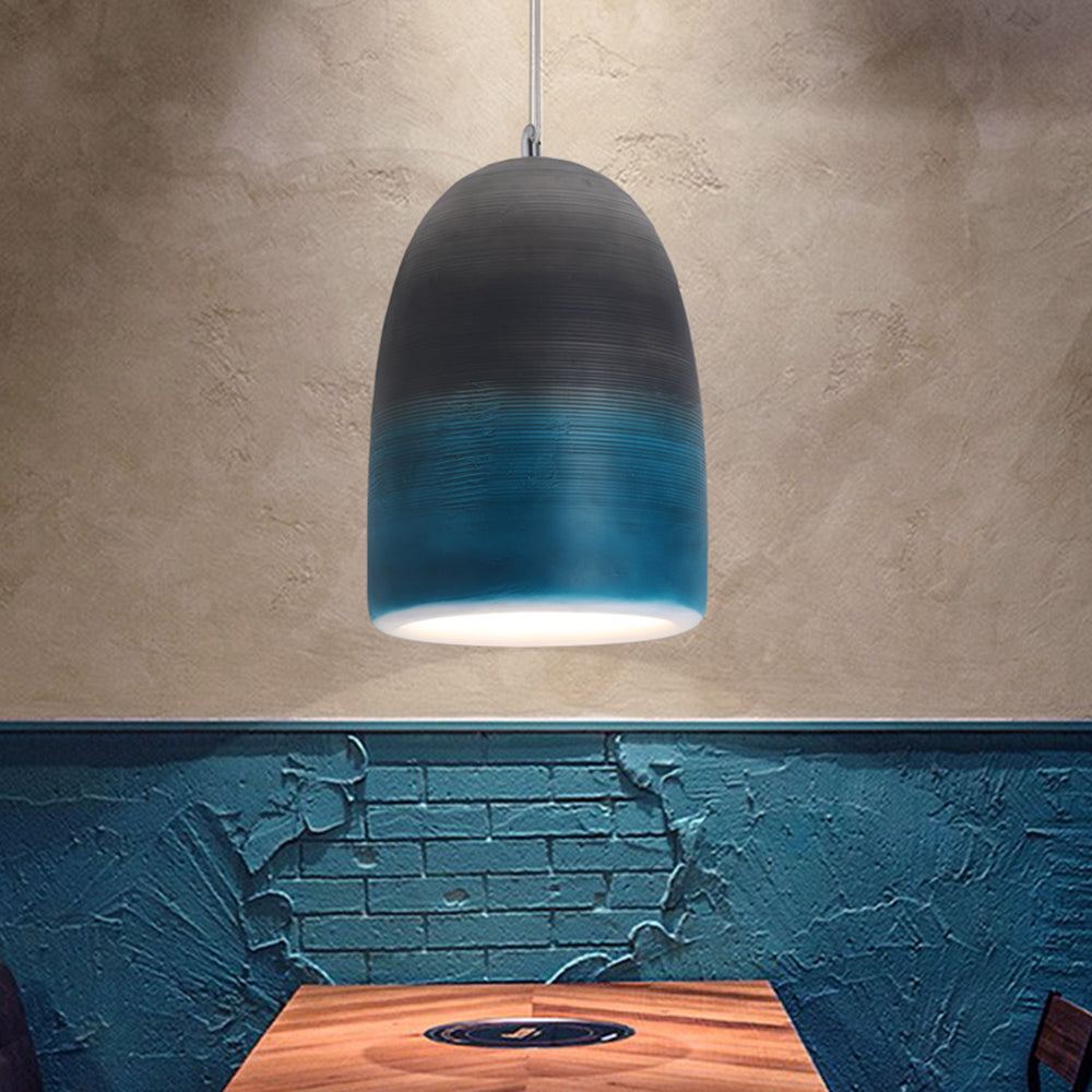 Arisha Suspension Pot Naturelle, Résine/Acrylique, Bleu/Noir/Gris, Chambre