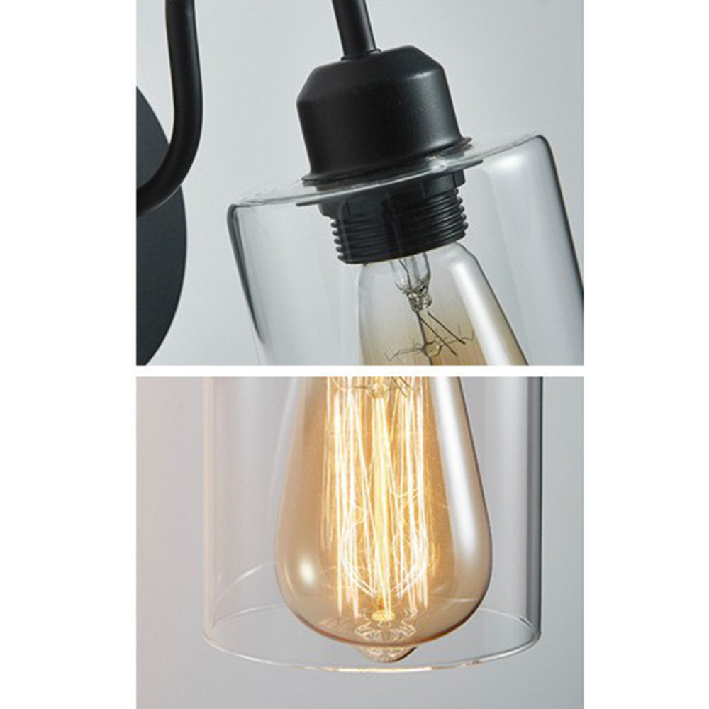 Silva Applique Murale Cylindre Rétro, Métal/Verre, Noir, Chambre