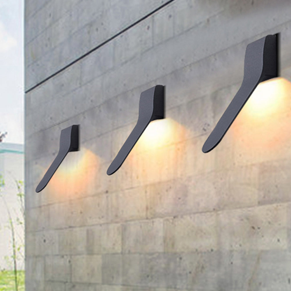 Ray Applique Murale Extérieur Linéaire Minimaliste, Métal/Verre, Noir, Extérieur