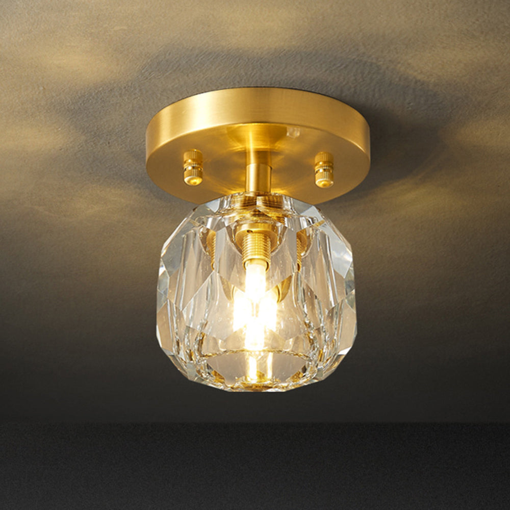 Kristy Plafonnier Diamant Cristal, Métal/Cristal, Doré, Salon