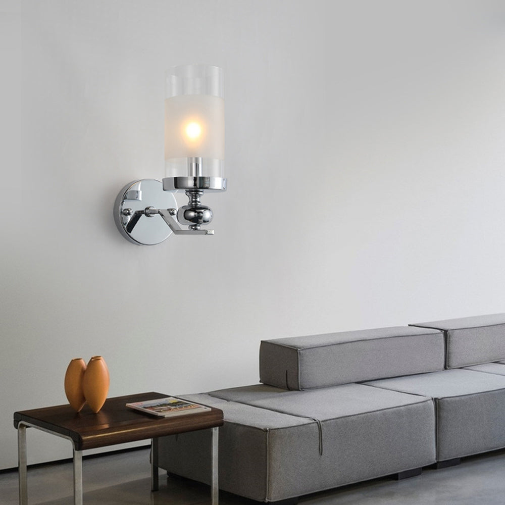 Silva Suspension Cylindre Moderne, Métal/Verre, Chromé, Salon/Salle à Manger