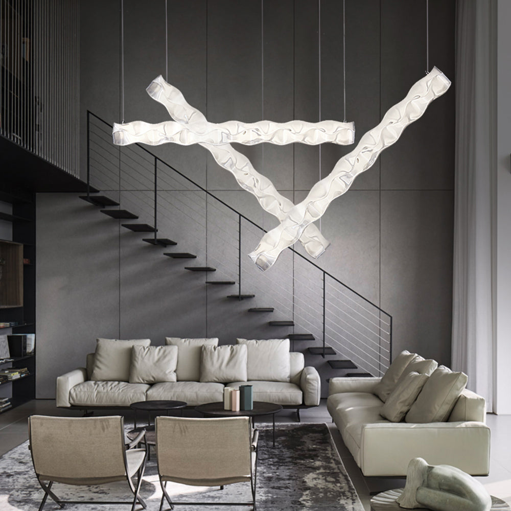 Arisha Suspension Linéaire Moderne, Metal/PET, Blanc, Salon