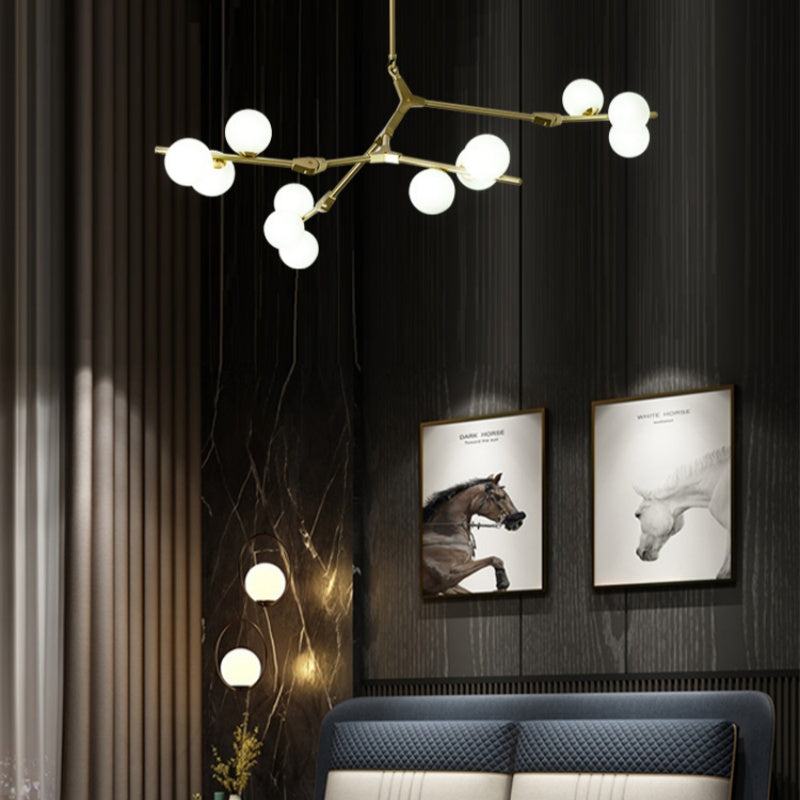 Valentina Moderne LED Lustre Or/Noir Verre Salon/Chambre À Coucher