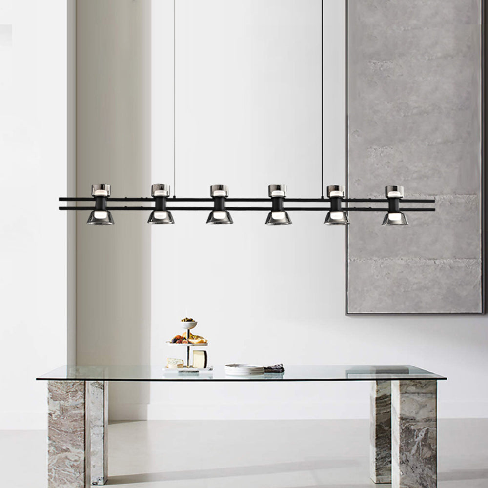 Arisha Suspension Linéaire Simple, Cuivre/Verre, Noir/Or, Salle de Bain/Chambre