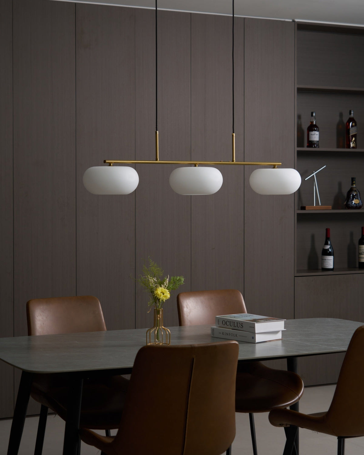 Sylvelise Suspension Lampe Linéaire à 3 Lumières en Forme de Globe
