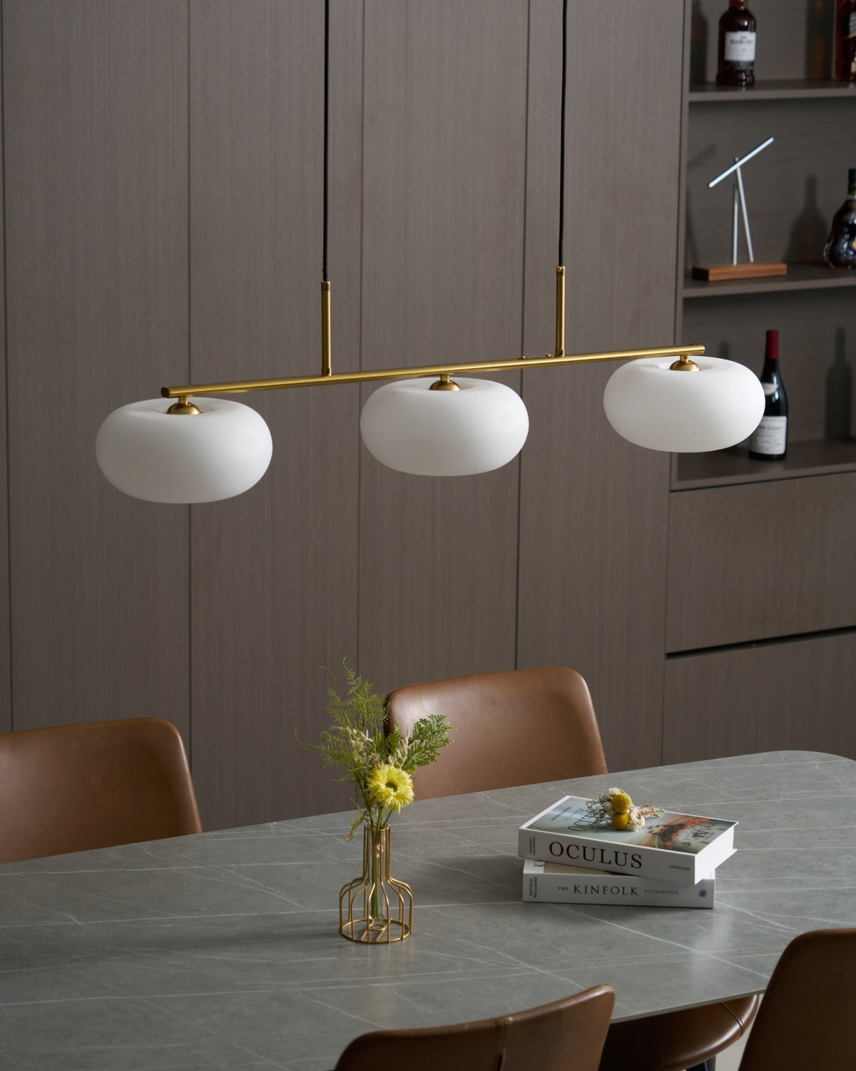 Sylvelise Suspension Lampe Linéaire à 3 Lumières en Forme de Globe