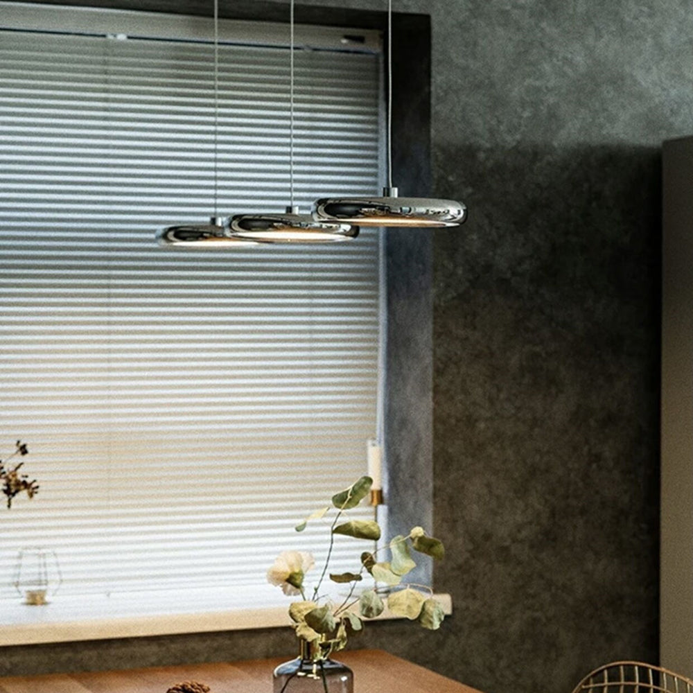 Arisha Suspension Ronde Moderne, Métal/Acrylique, Argent/Or/Rose Rouge, Salon