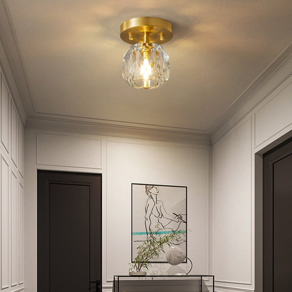 Kristy Plafonnier Diamant Cristal, Métal/Cristal, Doré, Salon