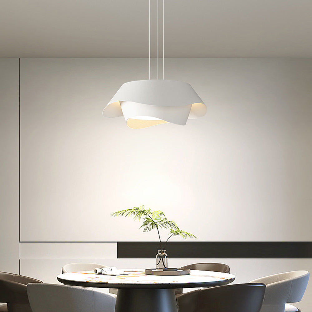 Arisha Suspension Ronde Contemporaine, Métal, Blanc, Chambre à Coucher/Salle à Manger
