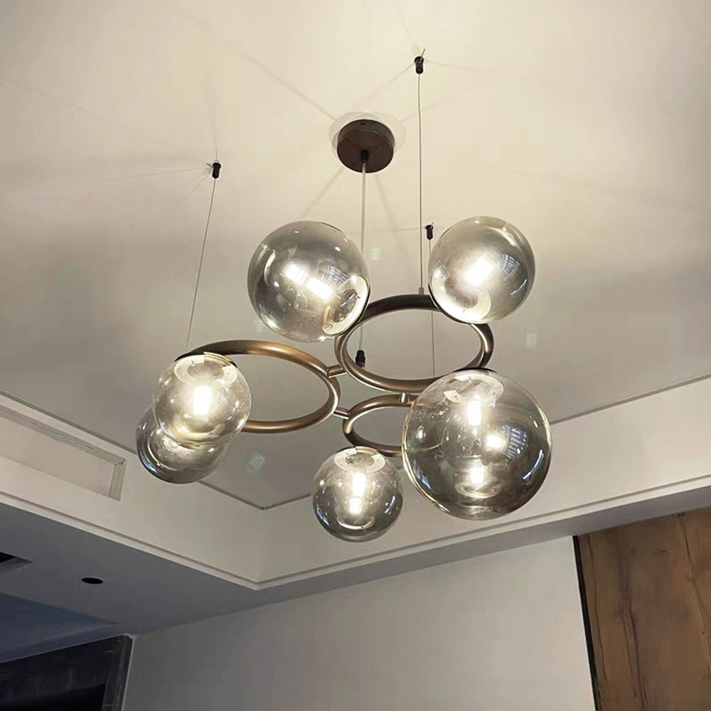 Valentina Luminaires Suspensions Anneau Moderne Métal/Verre Noir/Blanc/Gris/Doré Chambre à Coucher