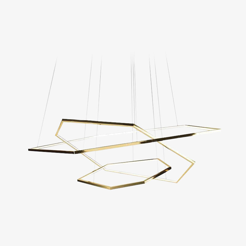 Ray Suspension Géométrique Contemporain, Métal, Doré, Salon/Chambre à Coucher