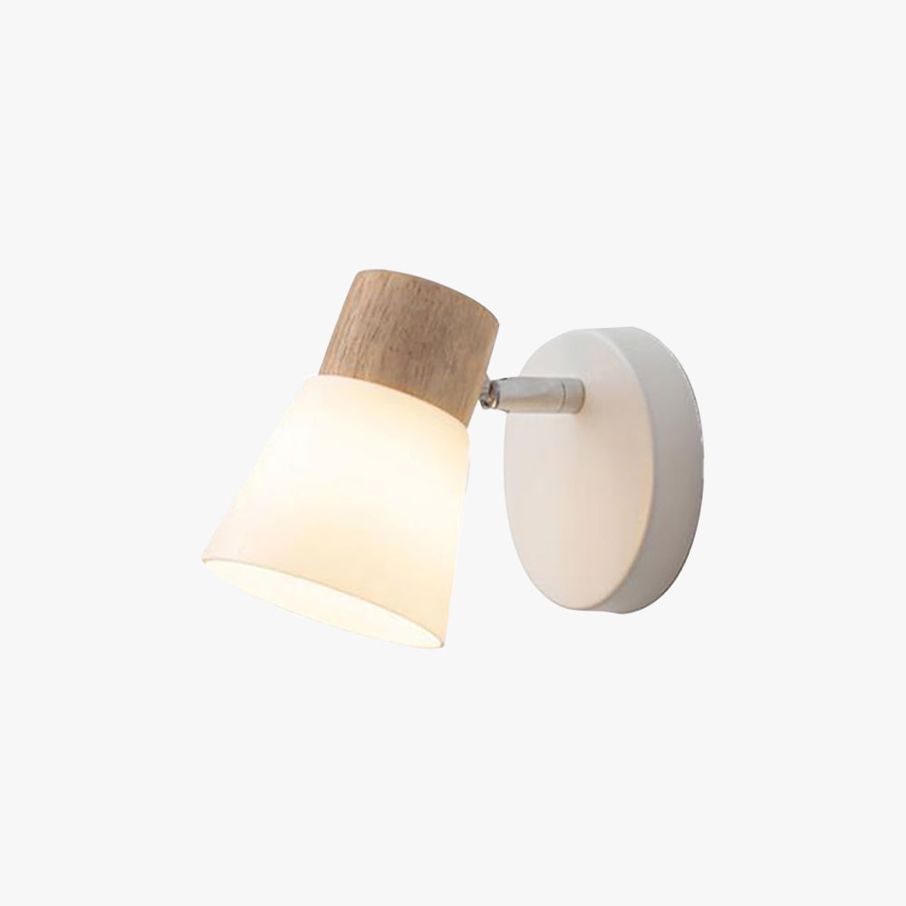 Muto Design Italien LED Applique Murale à Miroir Ronde Rustique Bois/Verre Blanc Salle de Bain