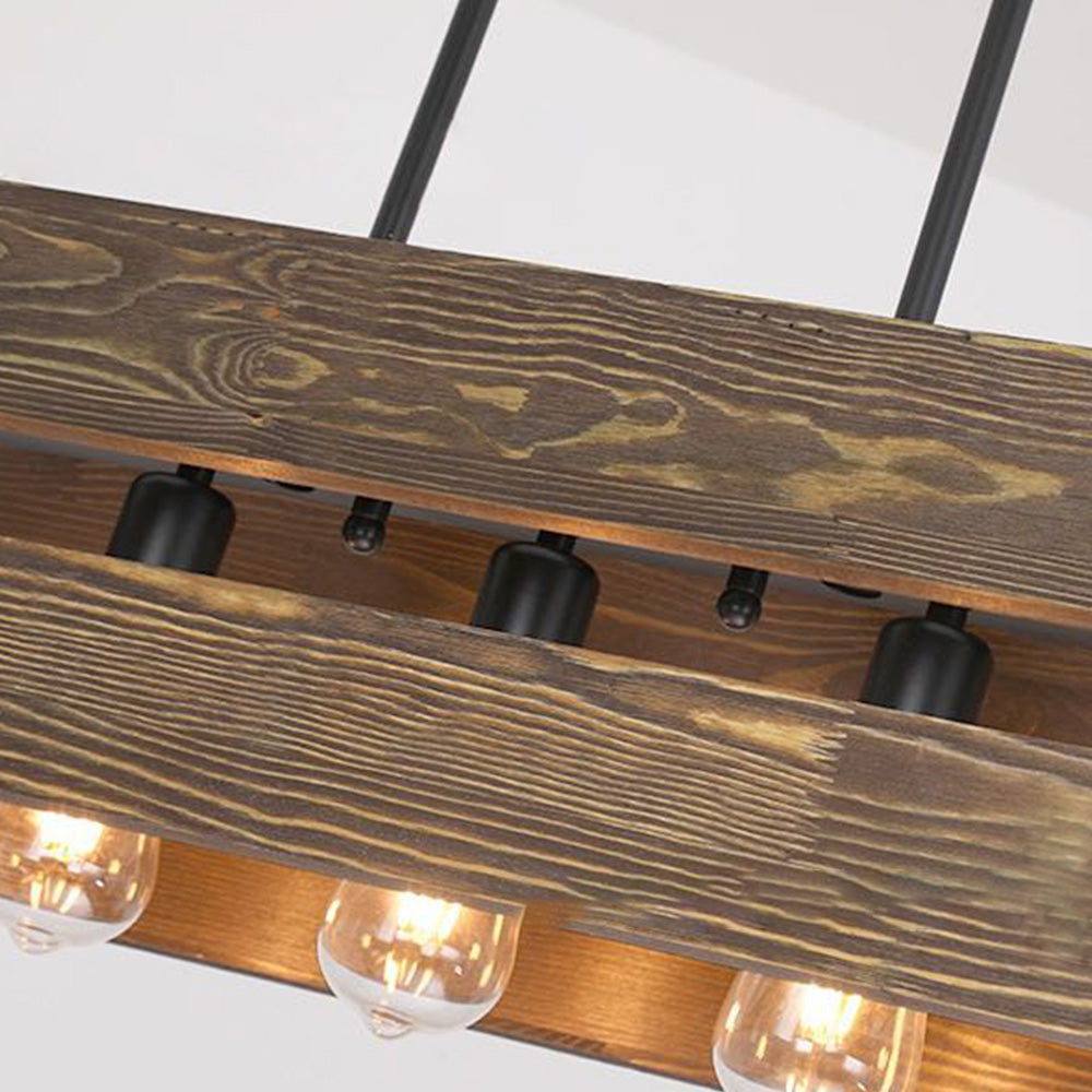 Silva Suspension Rectangulaire Rustique, Bois/Metal, Bois/Marron, Chambre