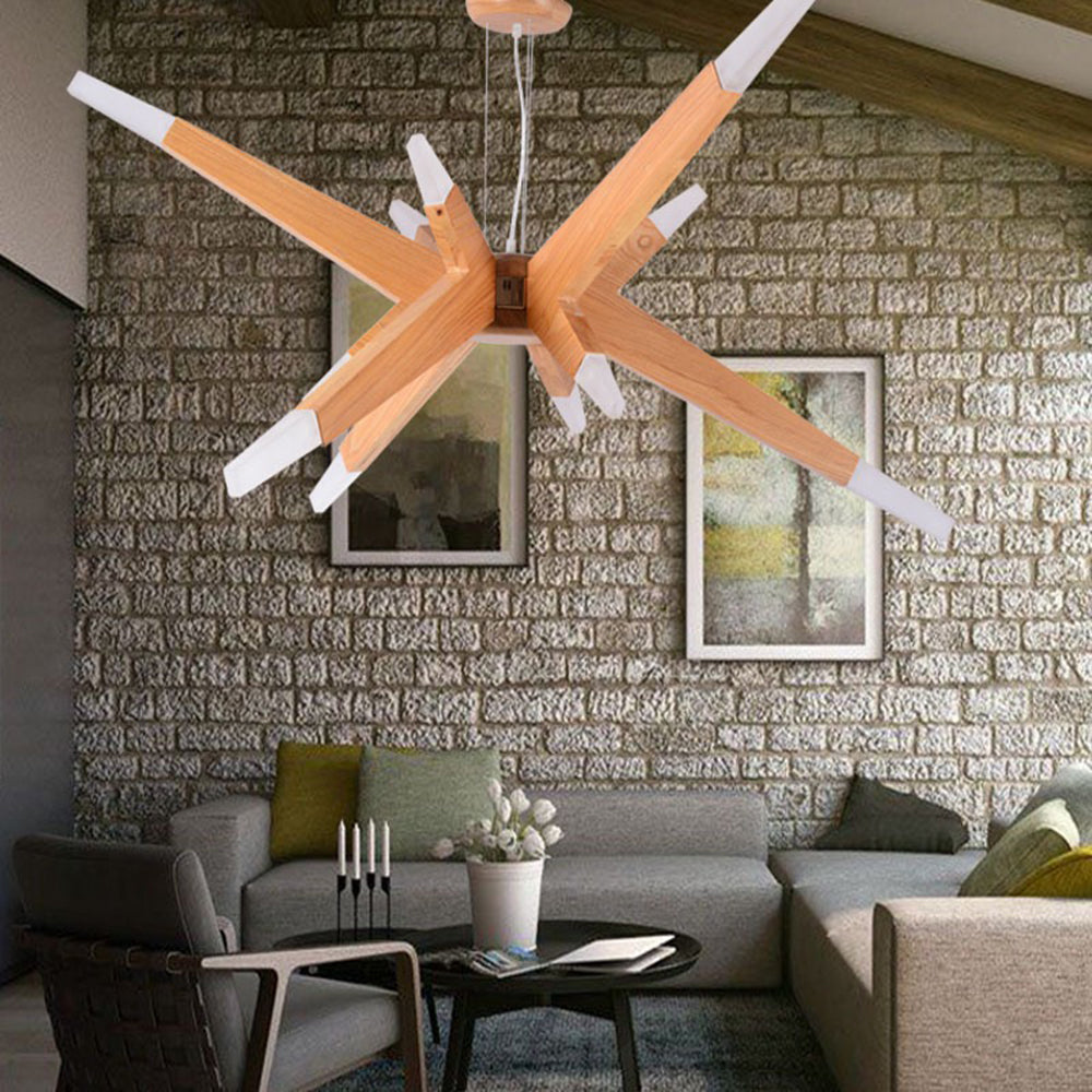 Muto Luminaires Suspensions Inégale Spoutnik Design Bois/Acrylique Chambre à Coucher