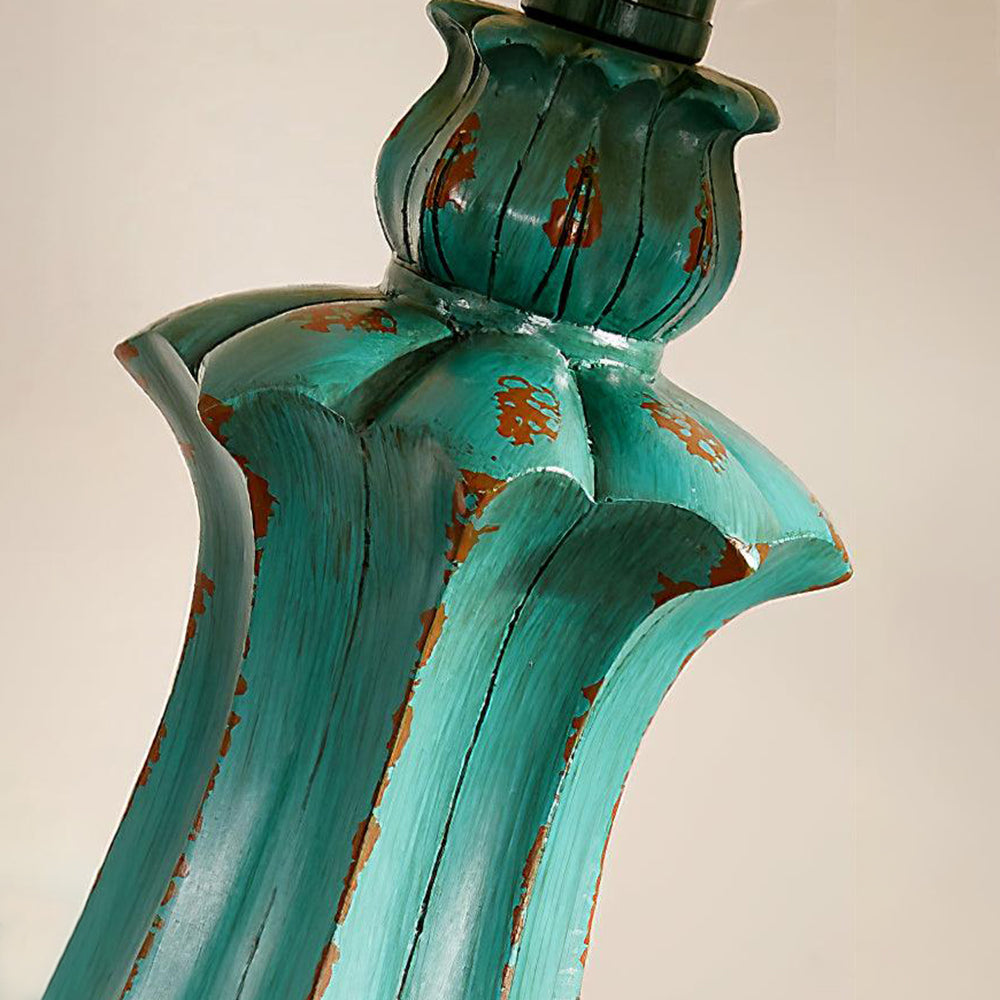 Tiffany Lampadaire Cylindre Vintage, Métal/Résine, Vert, Salon
