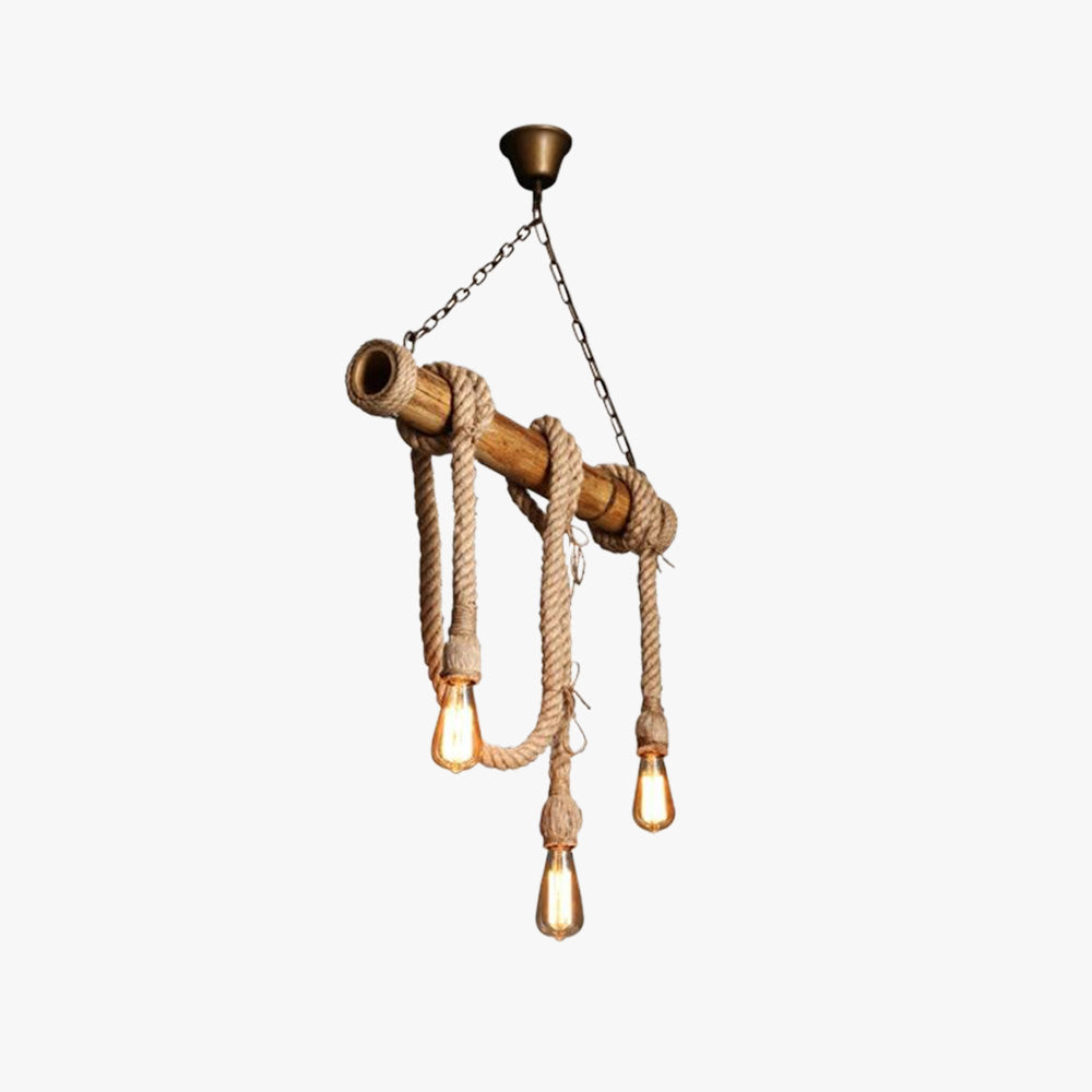 Silva Luminaires Suspensions Vintage LED Bambou/Métal Marron Salon/Chambre à Coucher