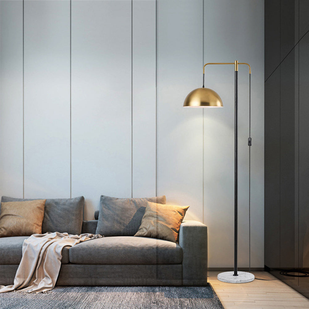 Arisha Design Lampadaire Dôme Simple Métal/Marbre Or Chambre/Salon