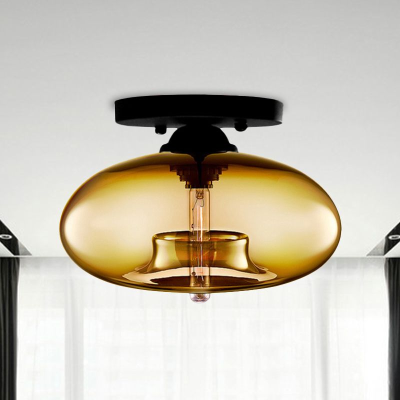 Arisha Oval Industriel LED Plafonnier Rouge/Marron/Ambre/Bleu Métal/Verre Salon