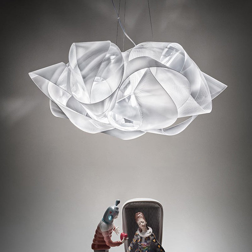 Arisha Suspension Fleur Simple, PVC, Blanc, Salon