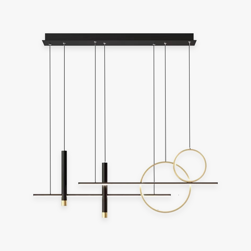 Arisha Suspension Linéaire Moderne, Métal/Acrylique/Gel de Silice, Noir/Doré,Salon