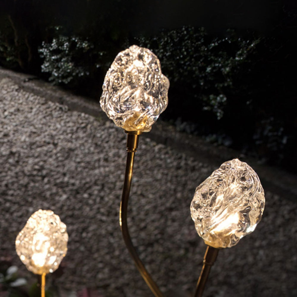 Arisha Lampe Extérieure au Sol Linéaire Simple, Métal/Verre, Or, Jardin