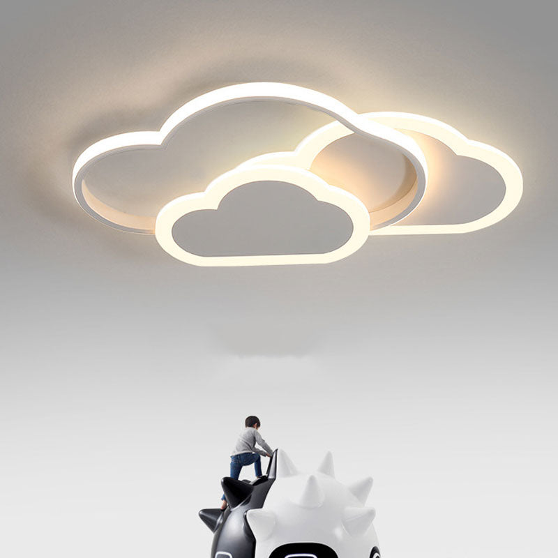 Arisha Plafonnier Nuage Moderne, Acrylique/Metal, Blanc/Rose, Chambre