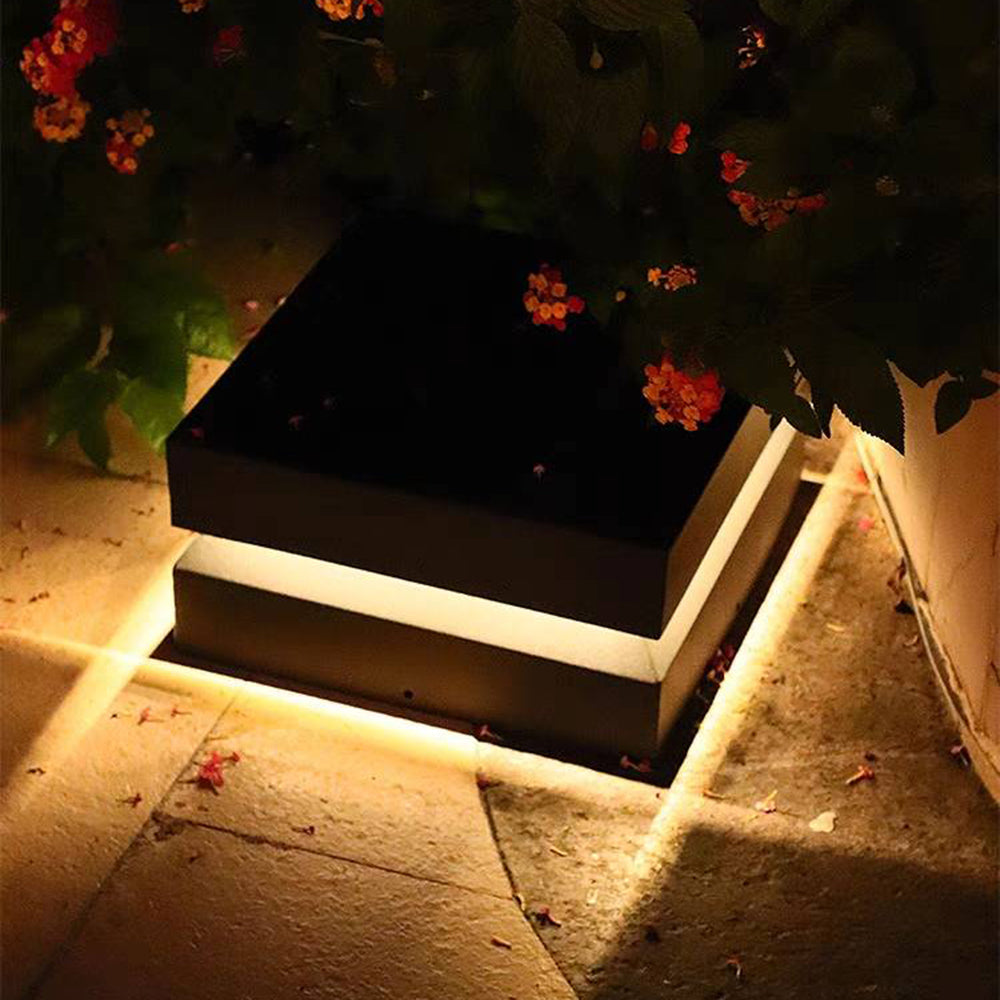 Ray Lampe de Poteau Rectangulaire Moderne, Métal, Noir, Cour