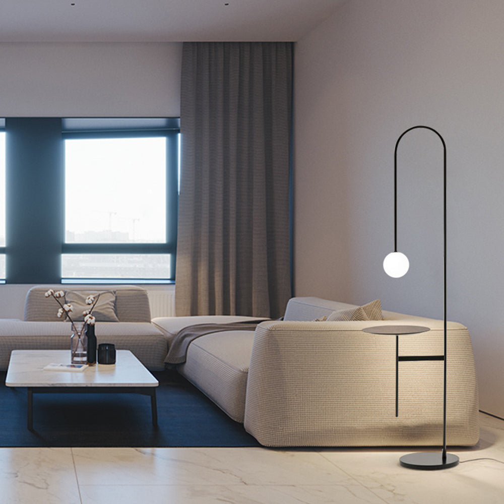 Valentina Design Avec Tableau Lampadaire Simple Métal/Marbre/Verre Noir Salon