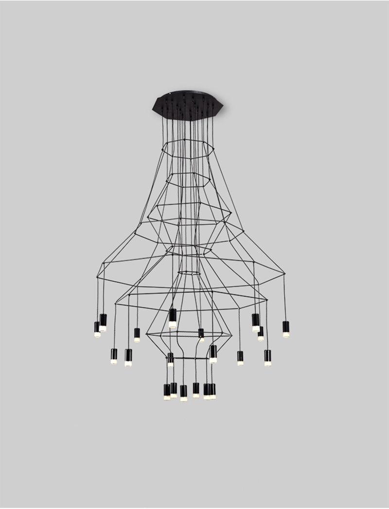 Soloris Lustre Lignes Noir Structure Métallique LED