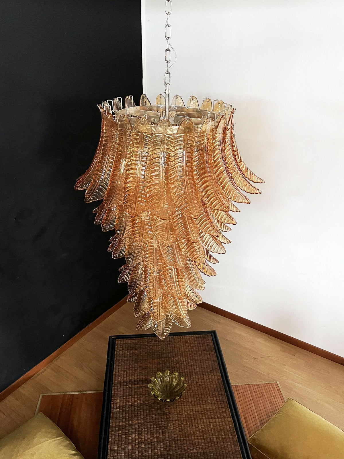 Vivara Lustre Ambre Verre Feuille Superposé Déclaration Artistique
