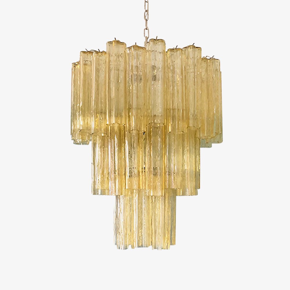 Jorisa Lustre Jaune Verre Tube Étagé Chaud