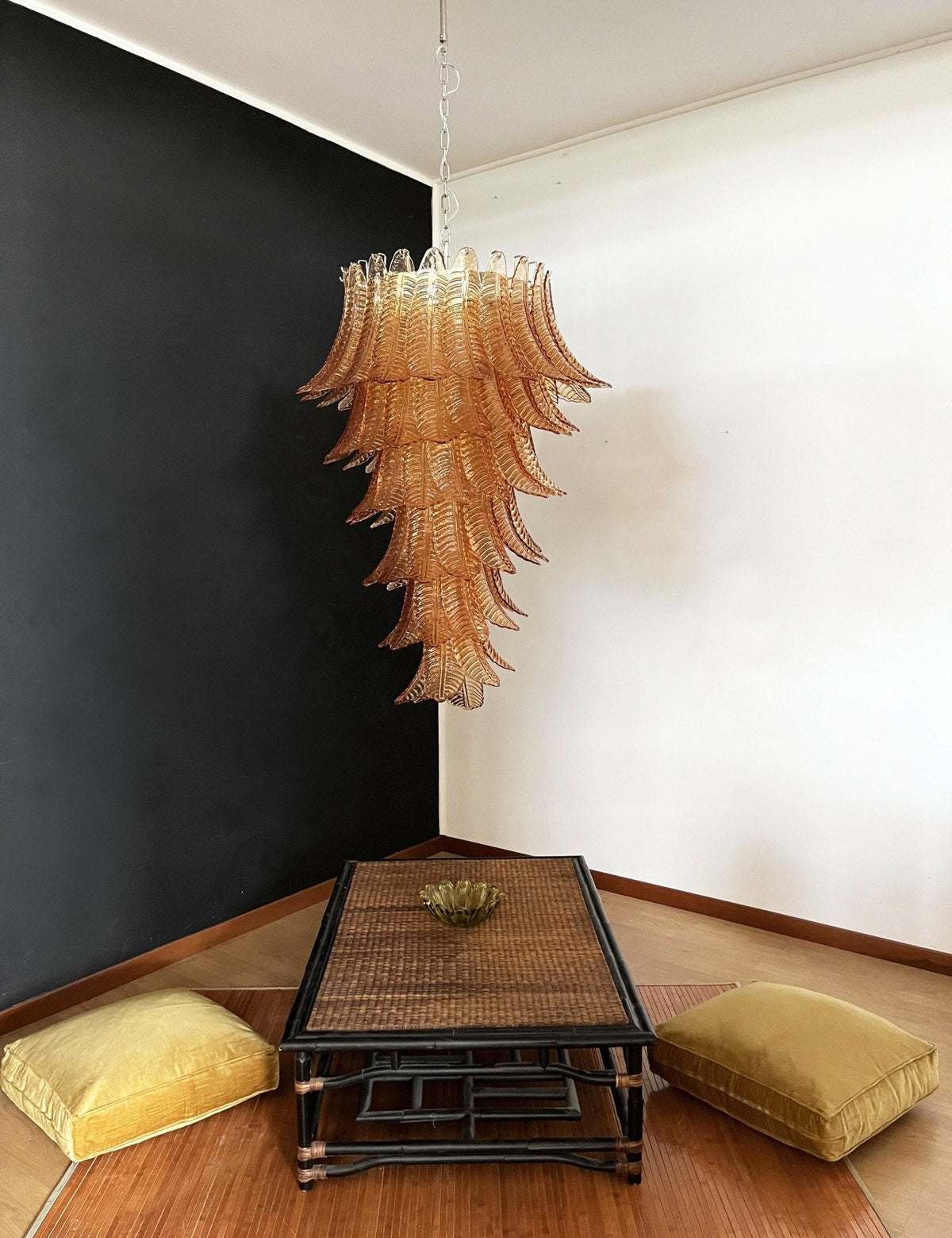 Vivara Lustre Ambre Verre Feuille Superposé Déclaration Artistique