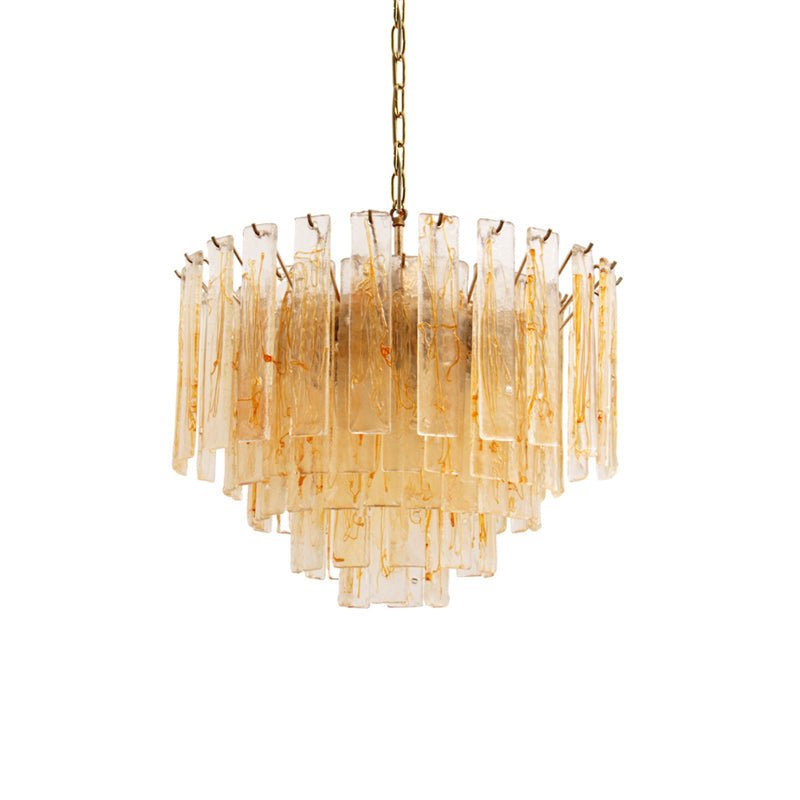 Soline Lustre Doré Ambre Verre Superposé Géométrique Luxe