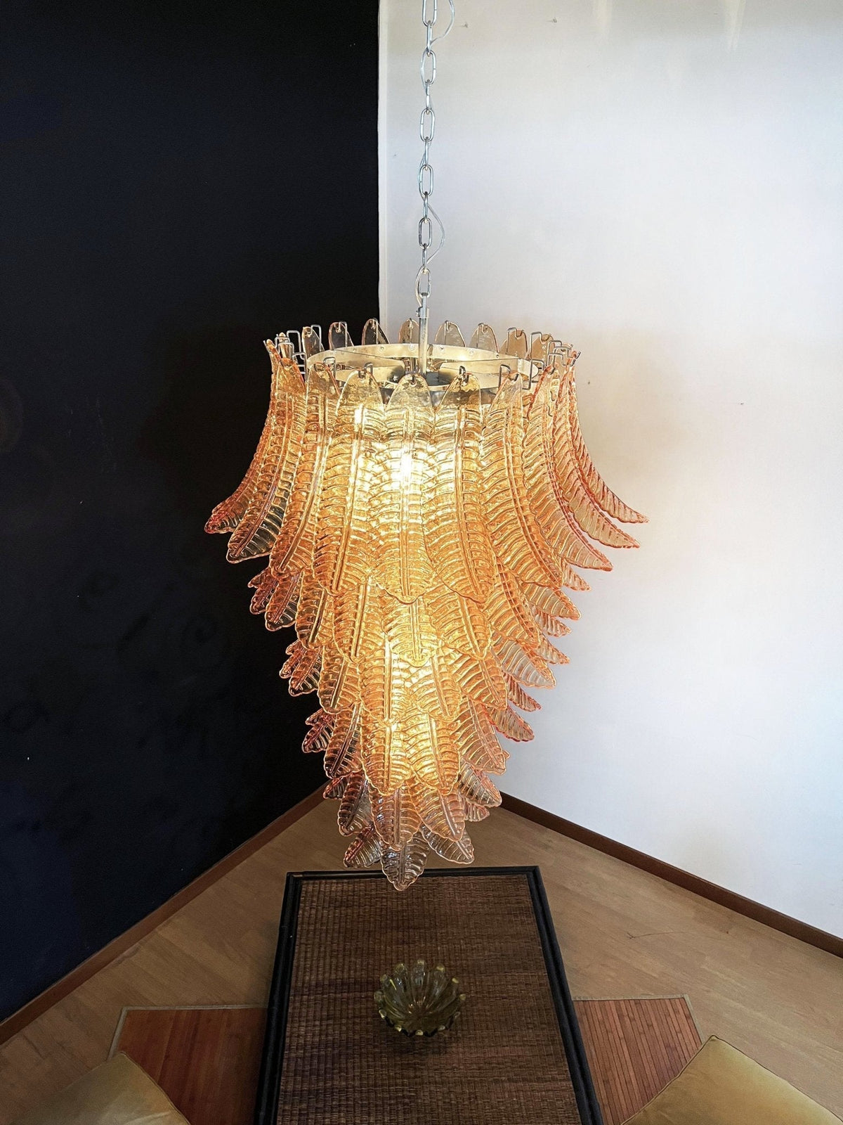 Vivara Lustre Ambre Verre Feuille Superposé Déclaration Artistique