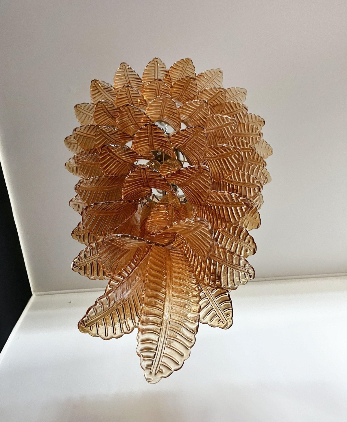 Vivara Lustre Ambre Verre Feuille Superposé Déclaration Artistique