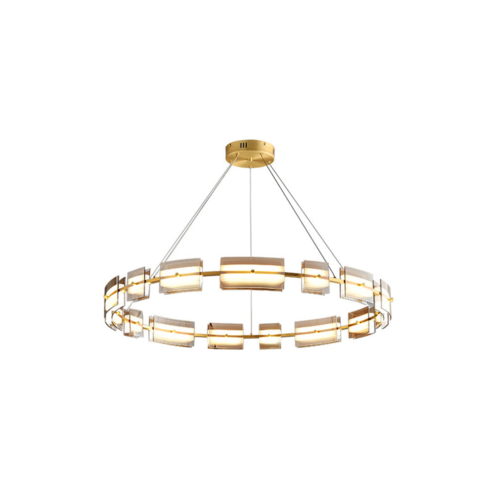 Arisha Suspension Anneau Simple, Cuivre/Verre, Noir/Or, Salon/Chambre