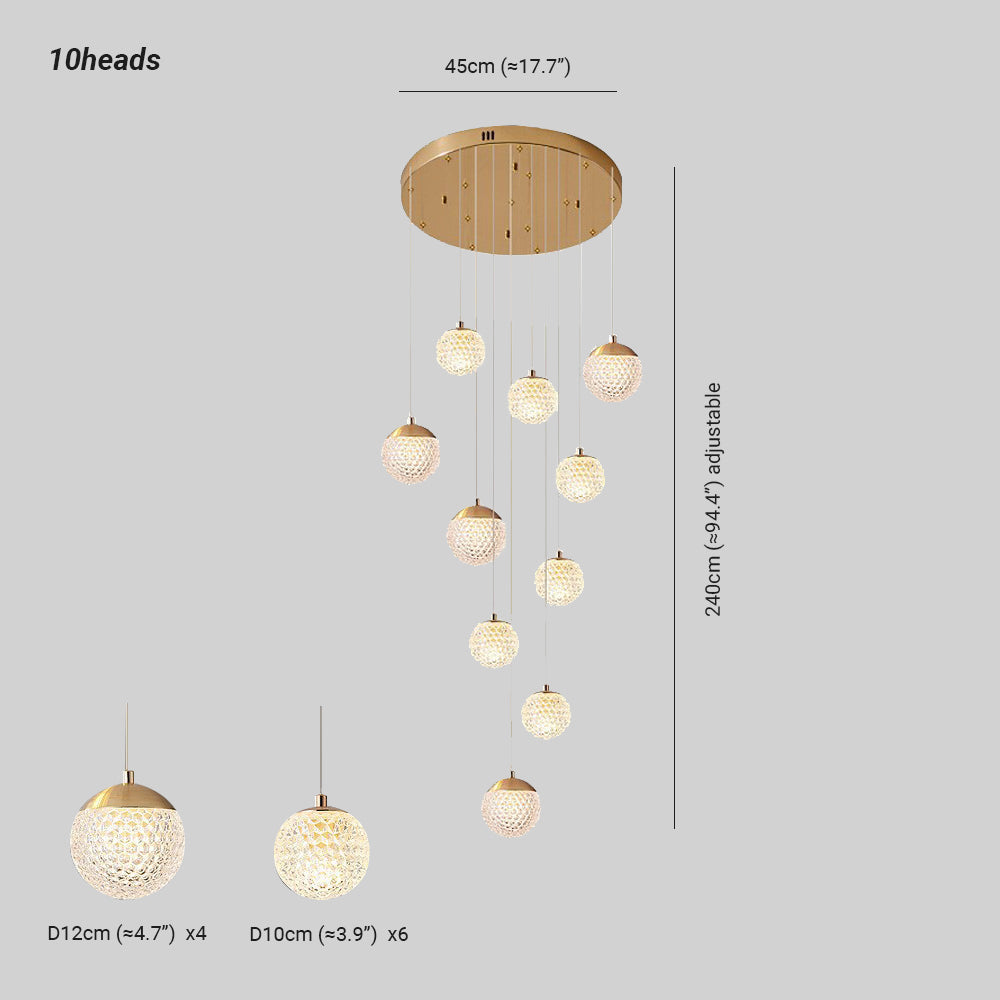 Arisha Luminaires Suspensions Multi/Bulle Moderne Métal/Acrylique Doré Chambre à Coucher