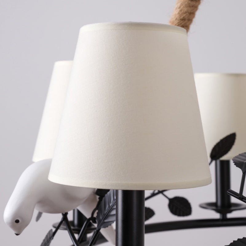 Epoch Vintage LED Lustre Noir Métal Tissu Salon/Chambre À Coucher