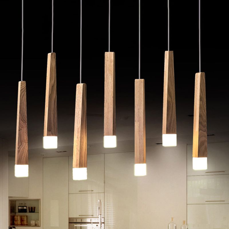Muto Linéaire LED Suspension Bois/Acrylique Chambre à coucher Salle à manger