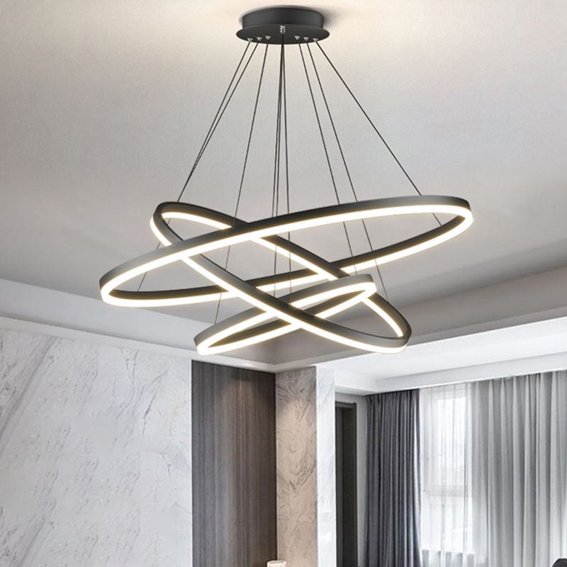 Arisha Suspension Anneau Moderne, Métal/Acrylique, Noir/Blanc, Salon