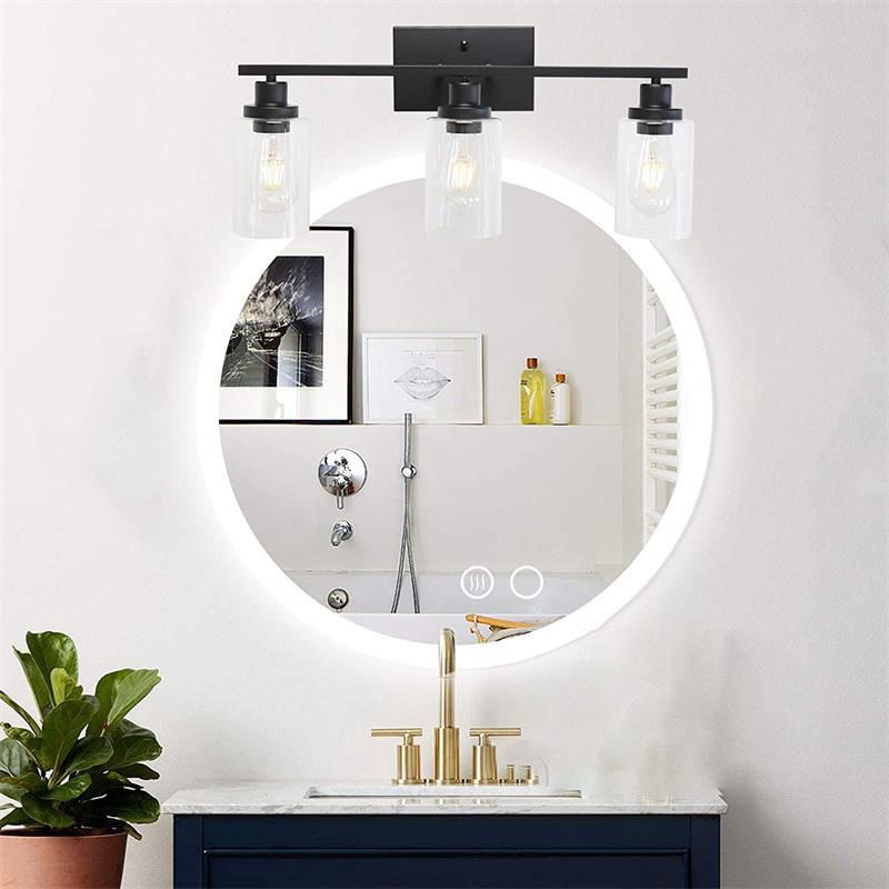 Silva Applique Murale Miroir Cylindrique Moderne, Verre/Métal, Noir/Or/Nickel, Chambre
