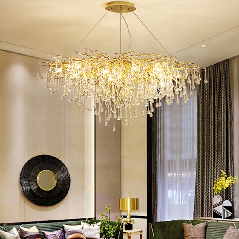 Arisha Lustre Fleur Luxueux, Metal/Cristal, Or, Salon