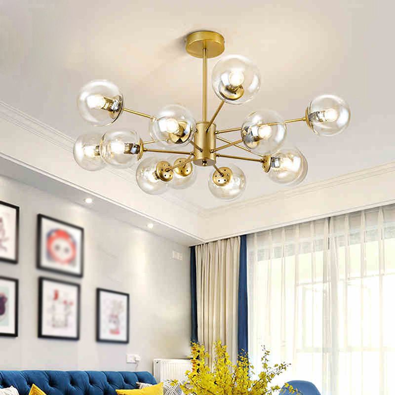 Valentina Suspension Multi Retro, Metal/Verre, Noir/Or, Salon