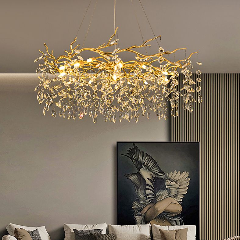 Kristy Lustre Branche Moderne Cristal/Métal Doré Salon