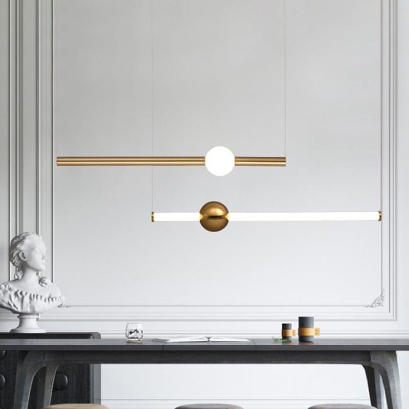 Ray Moderne LED Suspension Or Blanc Métal Verre Salon Salle à manger