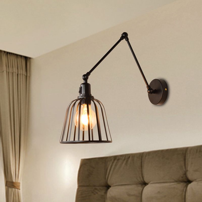 Silva Applique Murale Orientable Industrielle, Métal, Noir, Salon