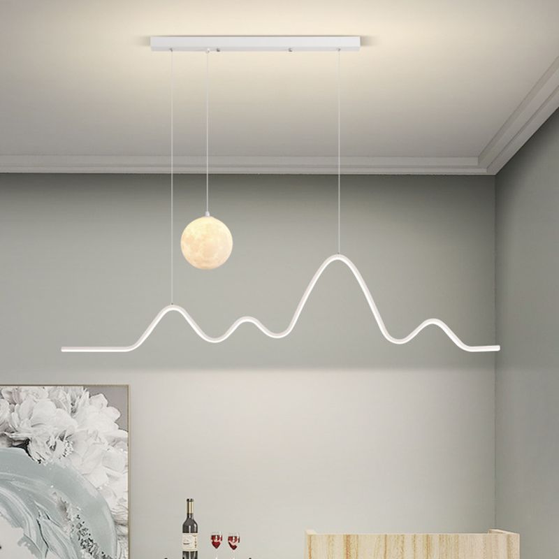 Arisha Suspension Linéaire Naturelle, Noir/Blanc/Or, Salon